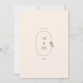 Minimalistisch Boho Terracotta Beige Script Weddin Einladung (Rückseite)