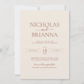 Minimalistisch Boho Terracotta Burnt Orange Weddin Einladung (Vorderseite)