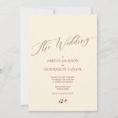 Minimalistisch Boho Terracotta Cream Script Weddin Einladung (Vorderseite)