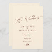 Minimalistisch Boho Terracotta Cream Script Weddin Einladung (Vorne/Hinten)