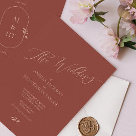Minimalistisch Boho Terracotta Script Wedding Einladung