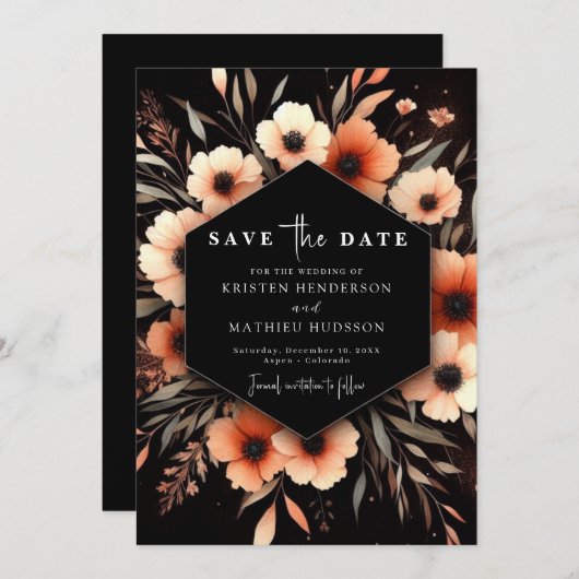 Minimalistisch Boho Terracotta Wedding Save The Date (Vorne/Hinten)