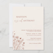 Minimalistisch Boho Terracotta Wildblume Wedding Einladung (Vorderseite)