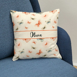 Minimalistisch Boho Wasserfarbenschmetterlinge Kissen