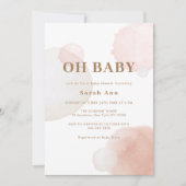 Minimalistisch Boho Watercolor Abstrakt Babydusche Einladung (Vorderseite)