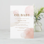 Minimalistisch Boho Watercolor Abstrakt Babydusche Einladung (Stehend Vorderseite)
