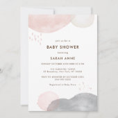 Minimalistisch Boho Watercolor Abstrakt Babydusche Einladung (Vorderseite)