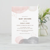 Minimalistisch Boho Watercolor Abstrakt Babydusche Einladung (Stehend Vorderseite)