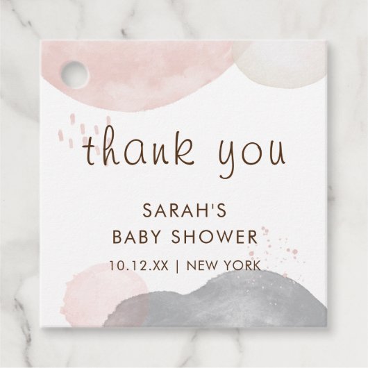 Minimalistisch Boho Watercolor Abstrakt Babydusche Geschenkanhänger (Vorderseite)