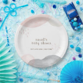 Minimalistisch Boho Watercolor Abstrakt Babydusche Pappteller (Party)