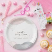 Minimalistisch Boho Watercolor Abstrakt Babydusche Pappteller (Party)