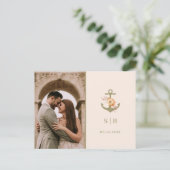 Minimalistisch Boho Wedding Foto Vielen Dank Postkarte (Stehend Vorderseite)
