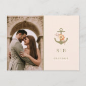 Minimalistisch Boho Wedding Foto Vielen Dank Postkarte (Vorderseite)