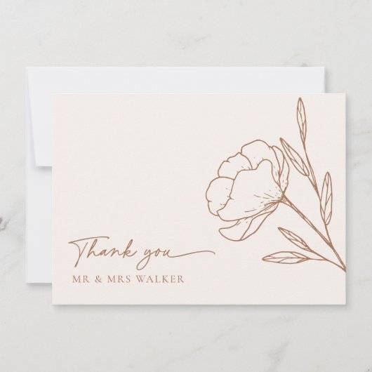 Minimalistisch Boho Wedding Vielen Dank Card Flat Dankeskarte (Vorderseite)