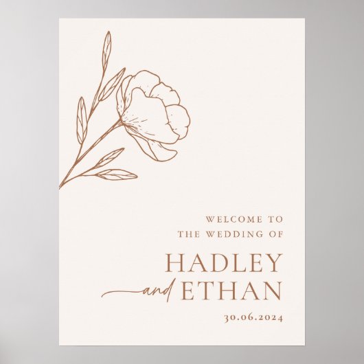 Minimalistisch Boho Wedding Welcome Sign Poster Bl (Vorne)