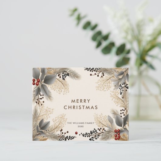 Minimalistisch Boho Weihnachtsfeiertag Postkarte (Stehend Vorderseite)