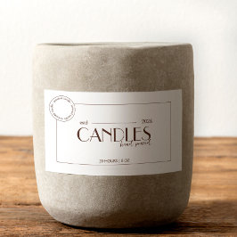 Minimalistisch Boho White & Beige Candle Labels Rechteckiger Aufkleber