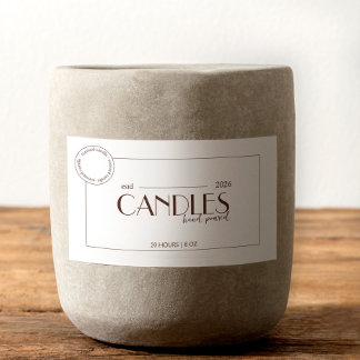 Minimalistisch Boho White & Beige Candle Labels Rechteckiger Aufkleber