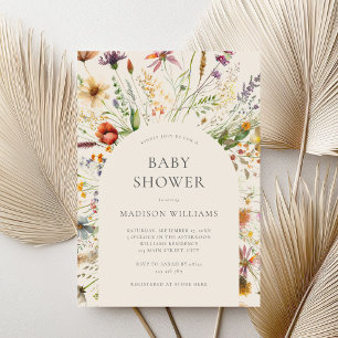 Minimalistisch Boho Wildblume Floral Baby Dusche Einladung