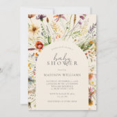 Minimalistisch Boho Wildblume Floral Baby Dusche Einladung (Vorderseite)