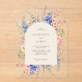Minimalistisch Boho Wildblume Floral Wedding Acryleinladungen (Vorderseite)