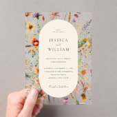 Minimalistisch Boho Wildblume Floral Wedding Acryleinladungen (Insitu (Handheld))