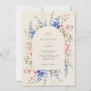 Minimalistisch Boho Wildblume Floral Wedding Einladung