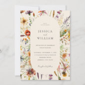 Minimalistisch Boho Wildblume Floral Wedding Einladung (Vorderseite)