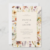 Minimalistisch Boho Wildblume Floral Wedding Einladung (Vorderseite)