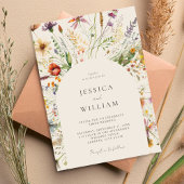 Minimalistisch Boho Wildblume Floral Wedding Einladung