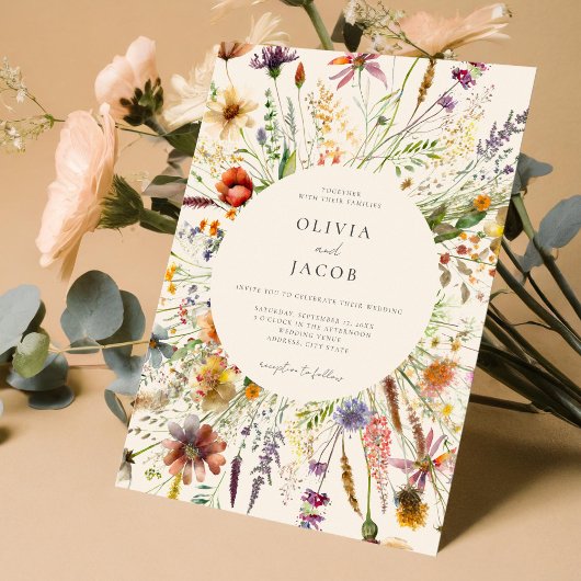 Minimalistisch Boho Wildblume Floral Wedding Einladung