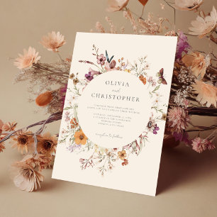 Minimalistisch Boho Wildblume Floral Wedding Einladung