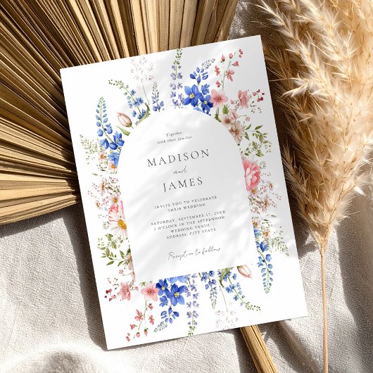 Minimalistisch Boho Wildblume Floral Wedding Einladung