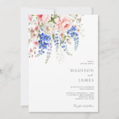 Minimalistisch Boho Wildblume Floral Wedding Einladung (Vorderseite)
