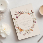 Minimalistisch Boho Wildblume Floral Wedding Folieneinladung