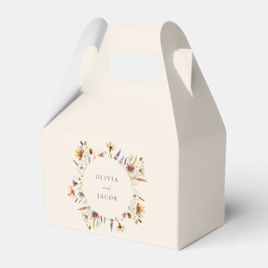 Minimalistisch Boho Wildblume Floral Wedding Geschenkschachtel (Vorderseite)