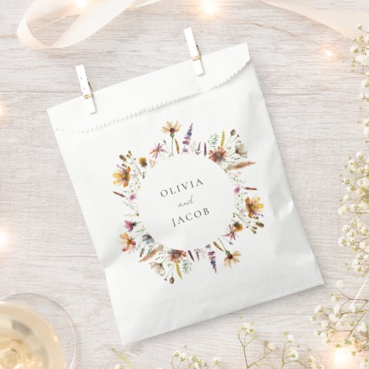 Minimalistisch Boho Wildblume Floral Wedding Geschenktütchen (Ausgeschnitten)