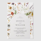 Minimalistisch Boho Wildblume Floral Wedding Pergament Einladungen (Vorderseite)