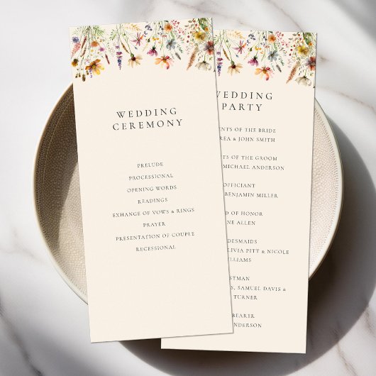 Minimalistisch Boho Wildblume Floral Wedding Progr