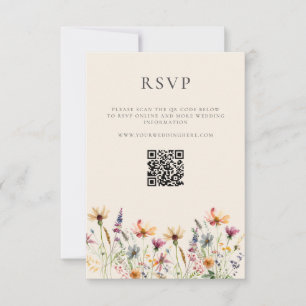 Minimalistisch Boho Wildblume Floral Wedding RSVP Karte