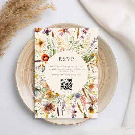 Minimalistisch Boho Wildblume Floral Wedding RSVP Karte