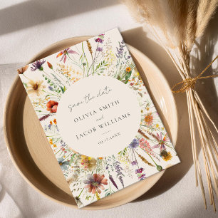 Minimalistisch Boho Wildblume Floral Wedding Save The Date
