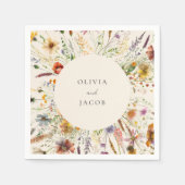 Minimalistisch Boho Wildblume Floral Wedding Serviette (Vorderseite)