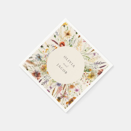 Minimalistisch Boho Wildblume Floral Wedding Serviette (Ecke)