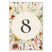Minimalistisch Boho Wildblume Floral Wedding Tischnummer (Vorderseite)