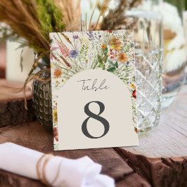 Minimalistisch Boho Wildblume Floral Wedding Tischnummer