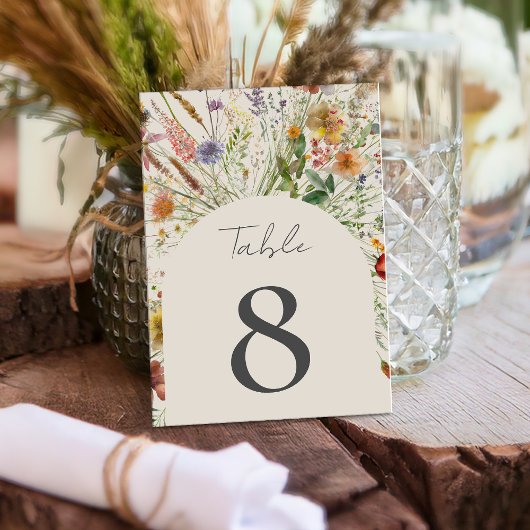 Minimalistisch Boho Wildblume Floral Wedding Tischnummer