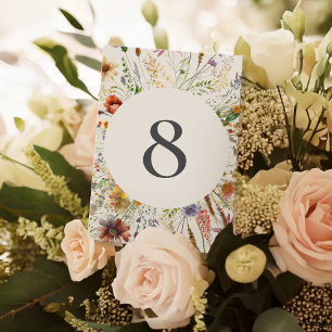 Minimalistisch Boho Wildblume Floral Wedding Tischnummer