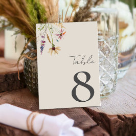 Minimalistisch Boho Wildblume Floral Wedding Tischnummer
