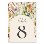 Minimalistisch Boho Wildblume Floral Wedding Tischnummer (Vorderseite)